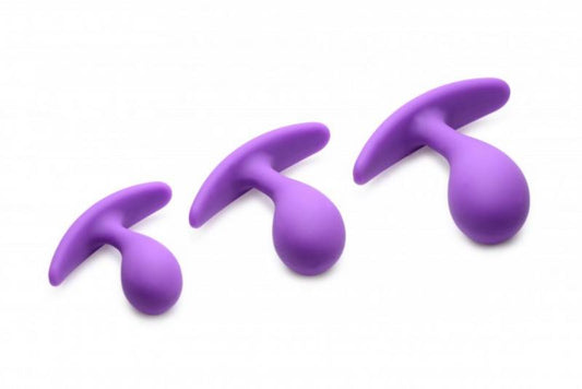 Booty Poppers Silicone Anal Plug Set Of 3 - Purple - UABDSM