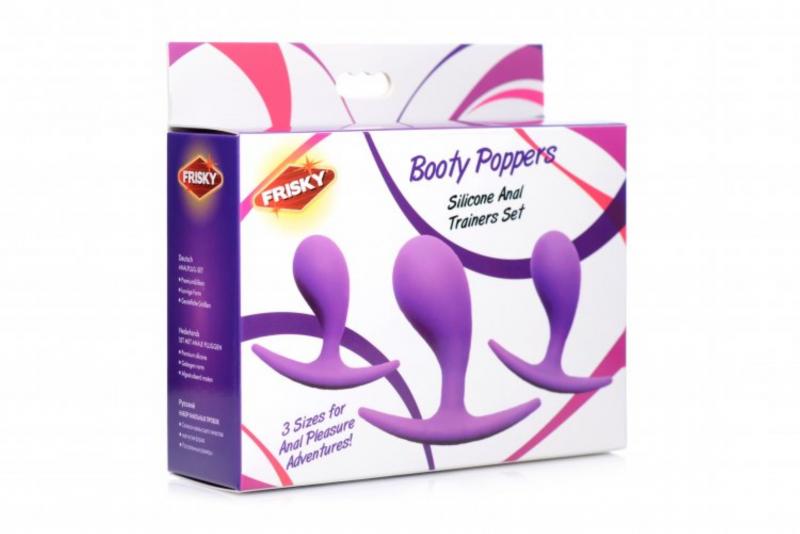 Booty Poppers Silicone Anal Plug Set Of 3 - Purple - UABDSM