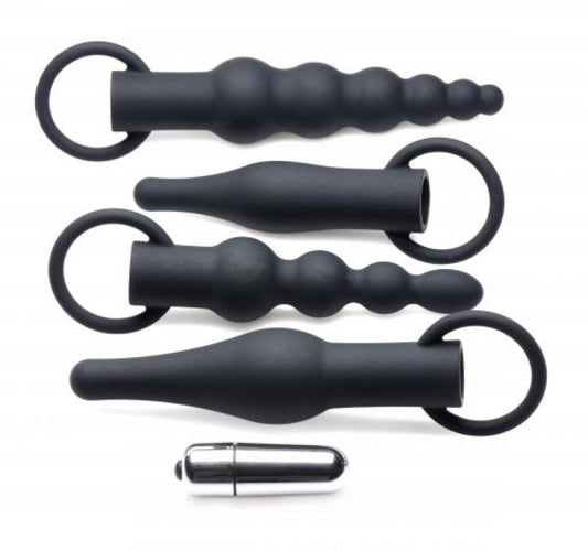 4-Piece Anal Plug Set With Bullet Vibrator 4-Piece Anal Plug Set With Bullet Vibrator - UABDSM