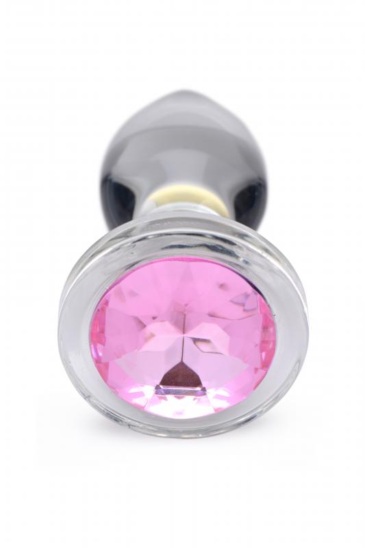 Pink Gem Glass Anal Plug With Gem - Medium - UABDSM