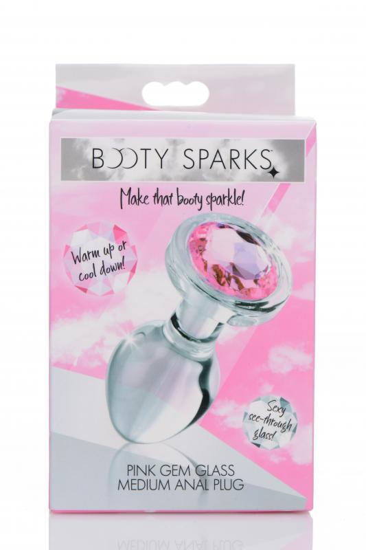 Pink Gem Glass Anal Plug With Gem - Medium - UABDSM