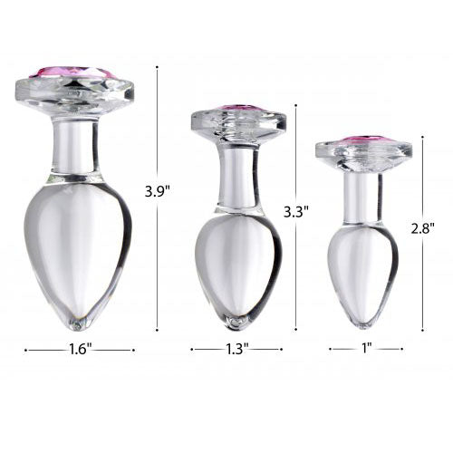XR Pink Gem Glass Anal Plug Set - UABDSM