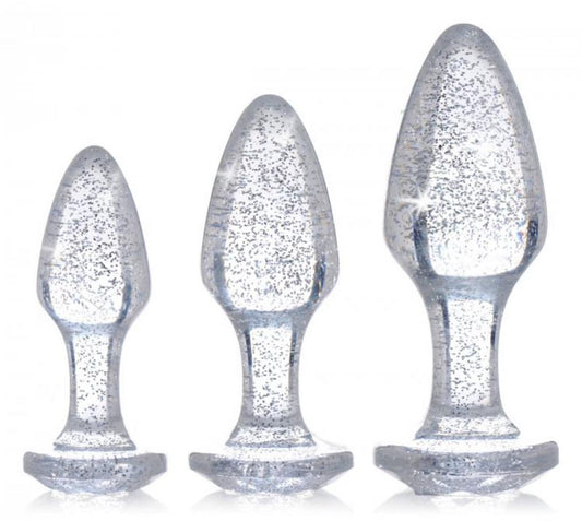 Shimmering Gem Anal Plug Set - Silver Shimmering Gem Anal Plug Set - Silver - UABDSM