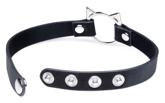 Kinky Kitty Ring Slim Choker - Black - UABDSM