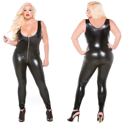 Kitten Plus Wet Look Catsuit - One Size Plus Size Kitten Plus Wet Look Catsuit - One Size Plus Size - UABDSM
