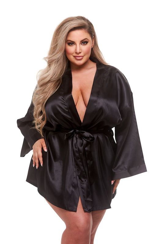 All Satin Robe Black Xl All Satin Robe Black Xl