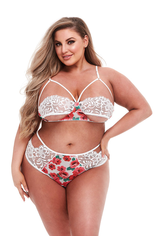 White Floral & Lace Bra Set Xl White Floral & Lace Bra Set Xl