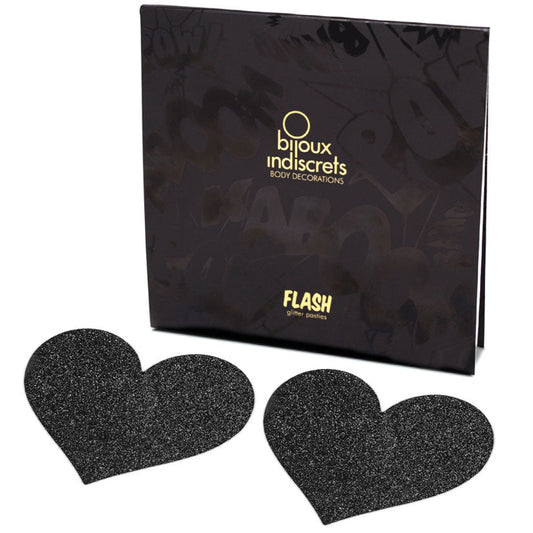 Bijoux Flash Heart Glitter Pasties-Black Bijoux Flash Heart Glitter Pasties-Black - UABDSM