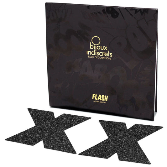 Bijoux Flash Cross Glitter Pasties-Black Bijoux Flash Cross Glitter Pasties-Black - UABDSM