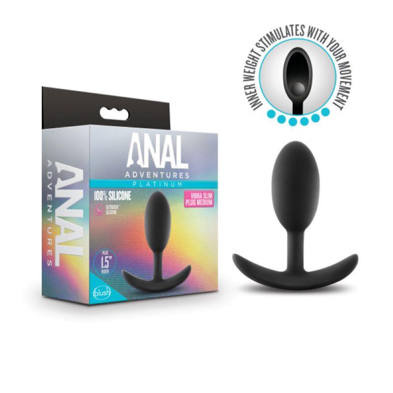 Anal Adventures Platinum - Silicone Vibra Slim Plug -Medium - UABDSM