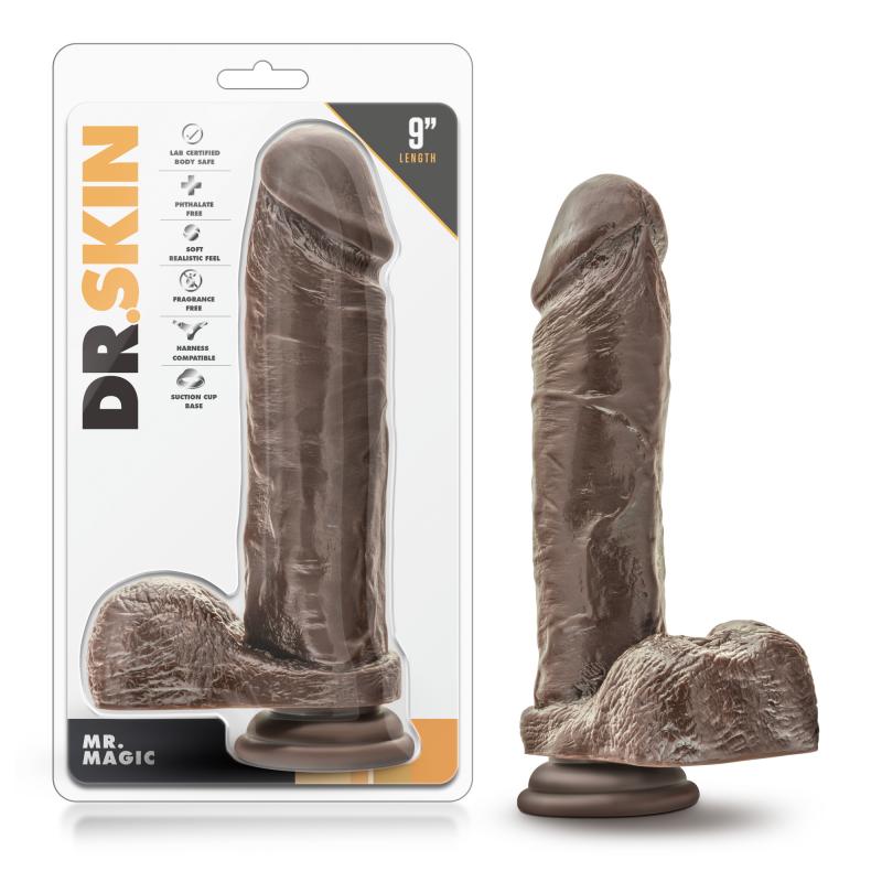 Dr. Skin - Mr. Magic - 9 Inch Dildo With Suction Cup - Chocolate - UABDSM