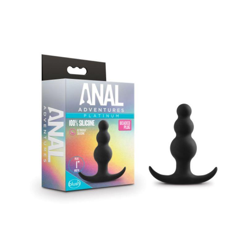 Anal Adventures Platinum - Beaded Plug - Black - UABDSM