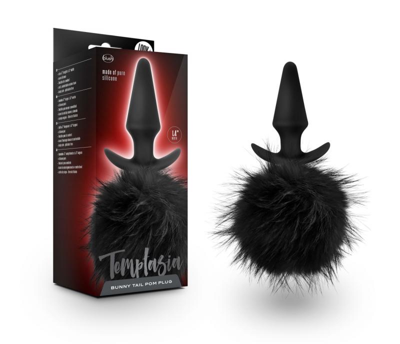 Temptasia - Bunny Tail Pom Anal Plug - Black - UABDSM