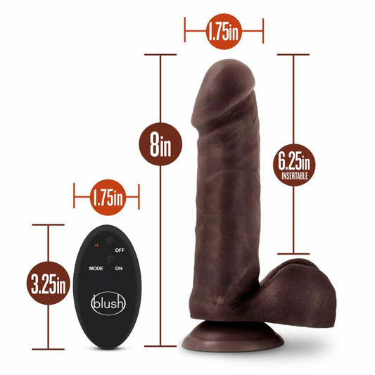Dr. Skin- 8 Inch 10 Function Wireless Remote Dildo - Chocolate - UABDSM