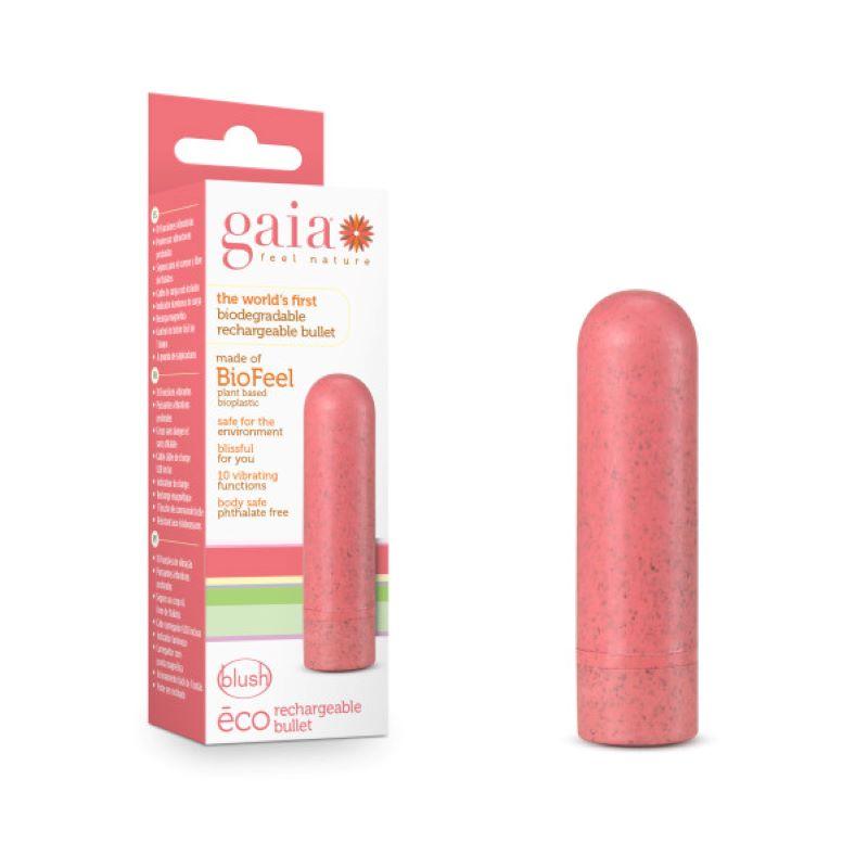 Gaia Eco Rechargeable Bullet Vibrator - Coral - UABDSM