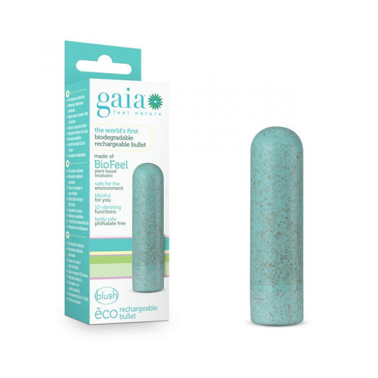 Gaia Eco Rechargeable Bullet Vibrator - Blue - UABDSM