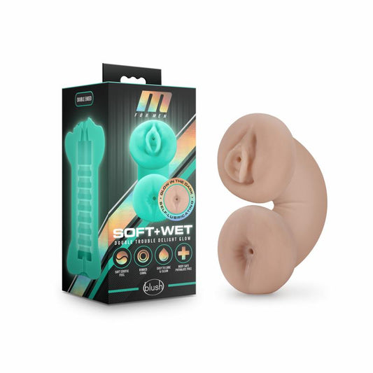 M For Men - Soft And Wet - Double Trouble Masturbator Glow In The Dark - UABDSM