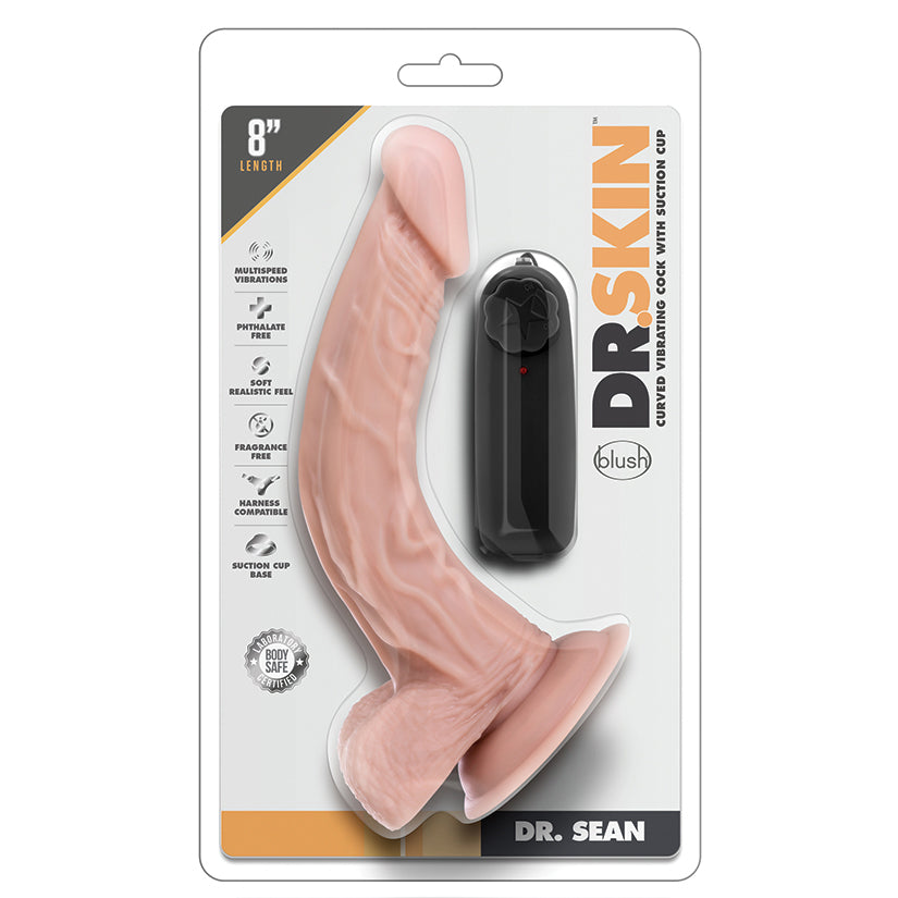 Dr. Skin - Dr. Sean - 8 Inch Vibrating Cock With Suction Cup - Vanilla - UABDSM