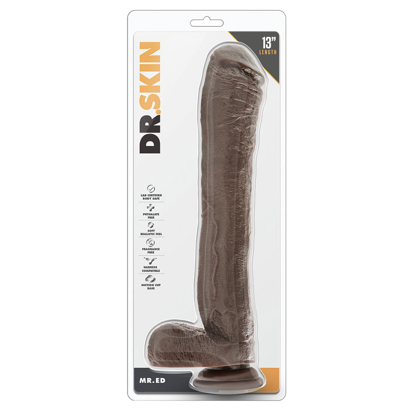 Dr. Skin Mr. Ed 13 Dildo With Suction Cup - Chocolate - UABDSM