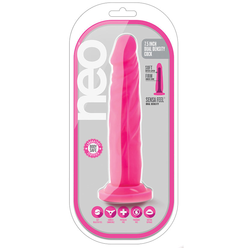 Neo - 7.5 Inch Dual Density Cock - Neon Pink - UABDSM