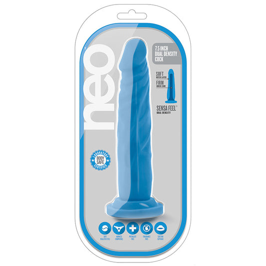 Neo - 7 .5 Inch Dual Density Cock - Neon Blue Neo - 7 .5 Inch Dual Density Cock - Neon Blue - UABDSM