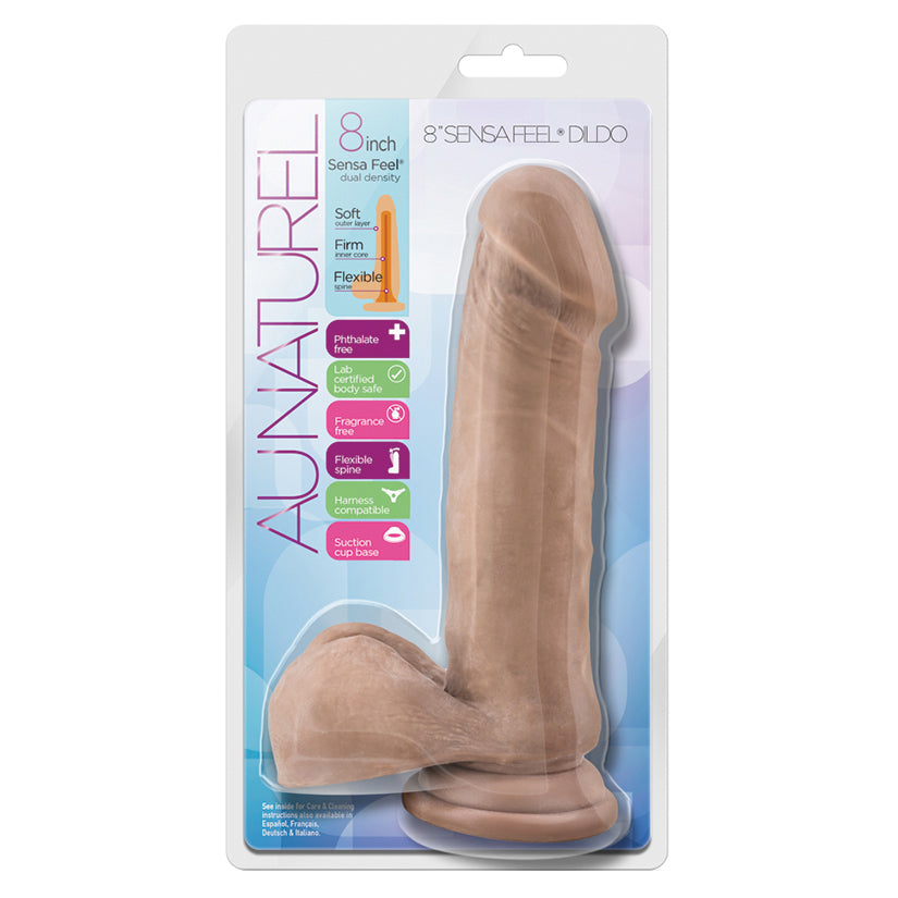 Au Naturel 8 Inch Sensa Feel Dildo - Latin - UABDSM