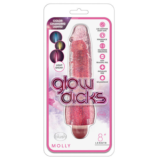 Glow Dicks Molly Glitter Vibrator-Pink 8 Glow Dicks Molly Glitter Vibrator-Pink 8 - UABDSM