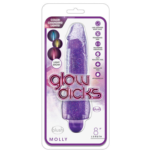 Glow Dicks Molly Glitter Vibrator-Purple 8 Glow Dicks Molly Glitter Vibrator-Purple 8 - UABDSM