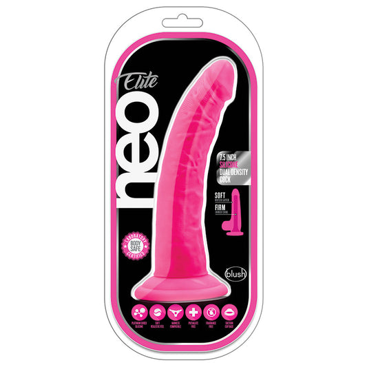 Neo Elite Silicone Dual Density Cock-Neon Pink 7.5 Neo Elite Silicone Dual Density Cock-Neon Pink 7.5 - UABDSM