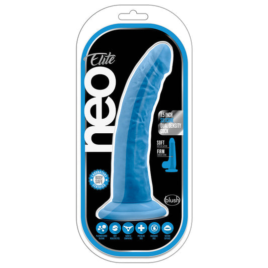 Neo Elite Silicone Dual Density Cock-Neon Blue 7.5 Neo Elite Silicone Dual Density Cock-Neon Blue 7.5 - UABDSM