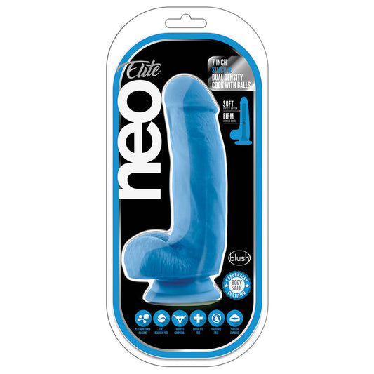 Neo Elite Silicone Dual Density Cock with Balls-Neon Blue 7 Neo Elite Silicone Dual Density Cock with Balls-Neon Blue 7 - UABDSM