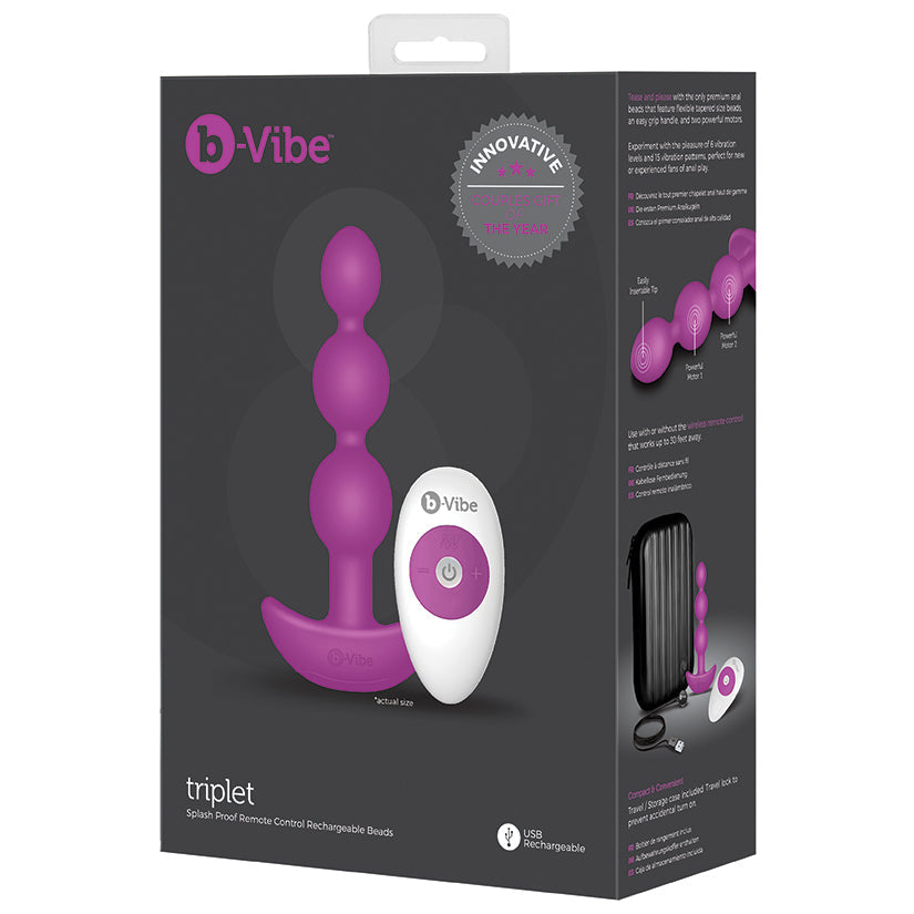B-Vibe Triplet Anal Beads-Fuchsia - UABDSM