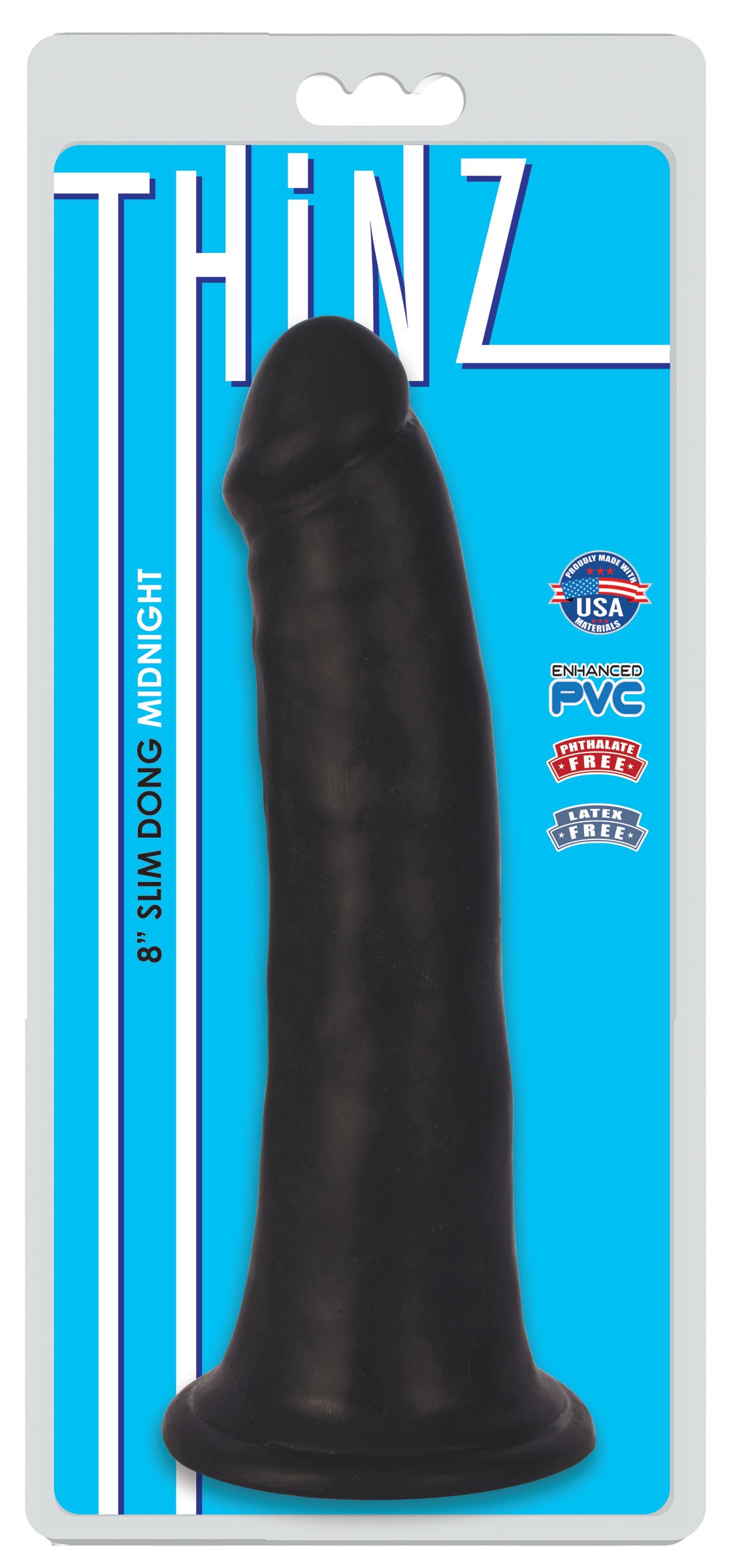 Thinz 8 Inch Slim Dildo- Black - UABDSM