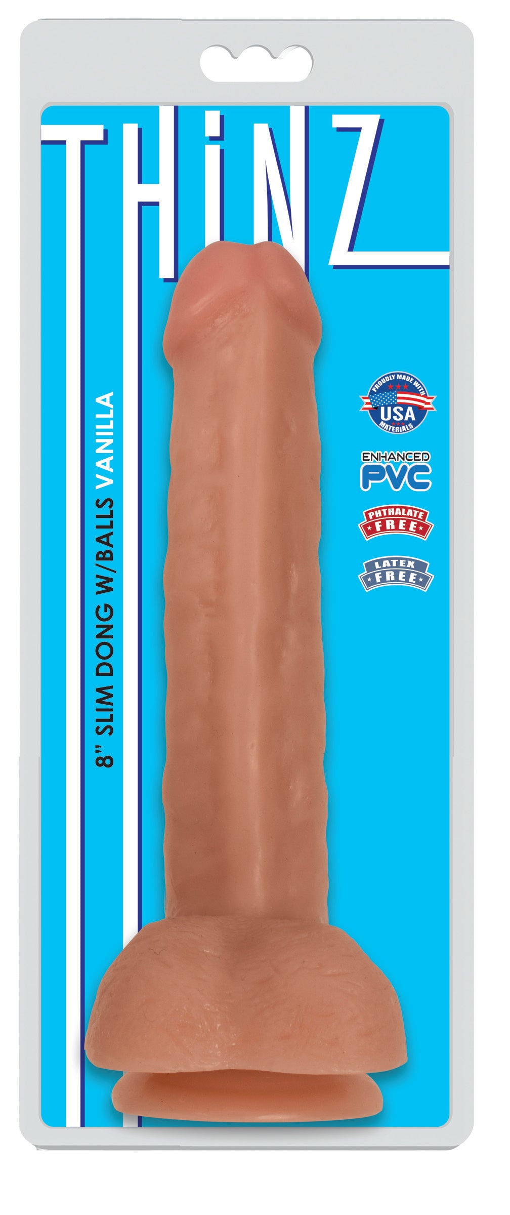 Thinz 8 Inch Slim Dildo with Balls - Light - UABDSM