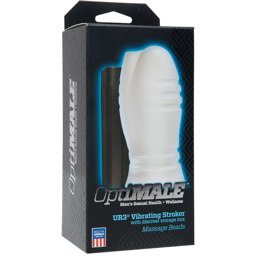 Optimale UR3 Vibrating Stroker w/ Massage Beads-Frost - UABDSM