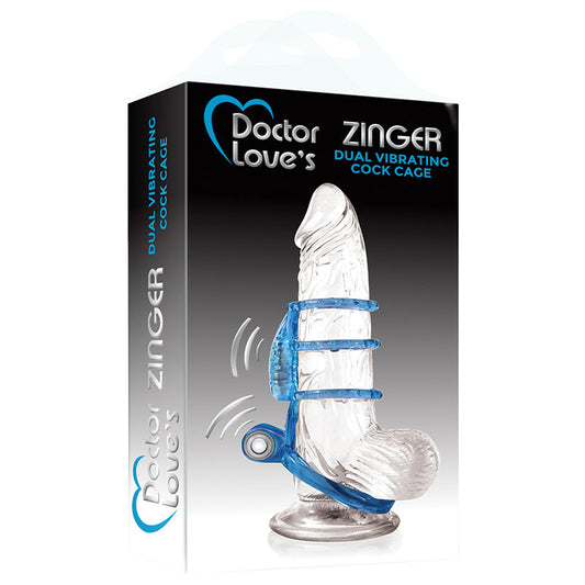 Doctor Loves Zinger Dual Vibrating Cock Cage-Blue Doctor Loves Zinger Dual Vibrating Cock Cage-Blue - UABDSM