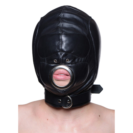 Leather Padded Hood with Mouth Hole - MediumLarge Leather Padded Hood with Mouth Hole - MediumLarge - UABDSM