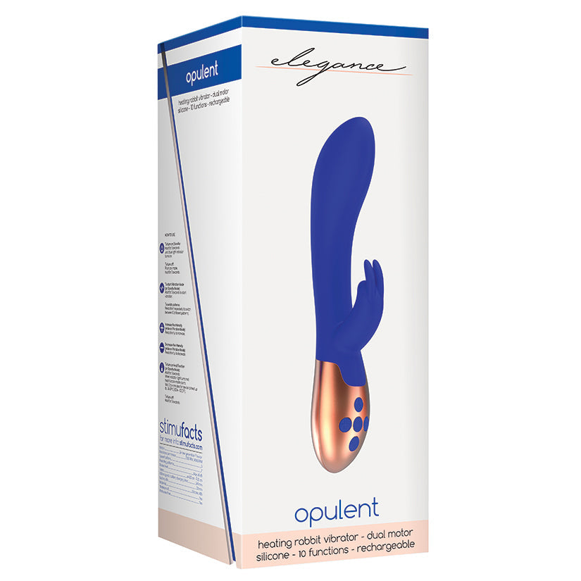 Elegance Opulent Heating Rabbit Vibrator-Blue 7.75 - UABDSM