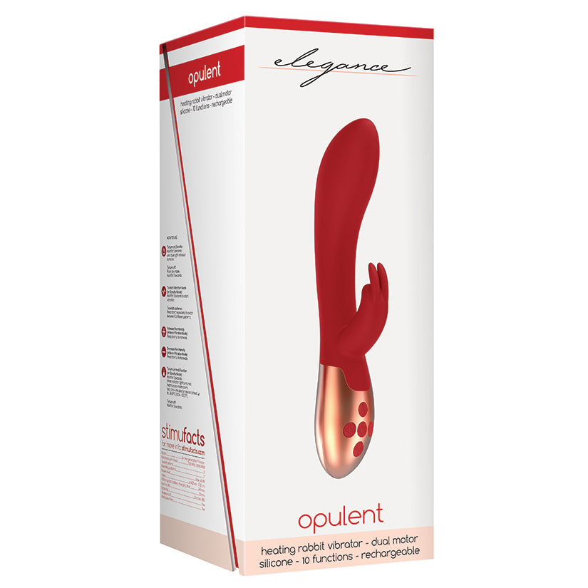 Elegance Opulent Heating Rabbit Vibrator-Red 7.75 - UABDSM