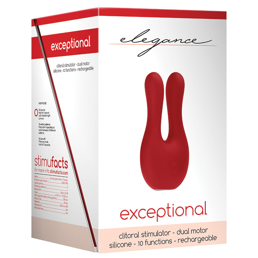 Elegance Exceptional Dual Motor Clitoral Stimulator- Red - UABDSM
