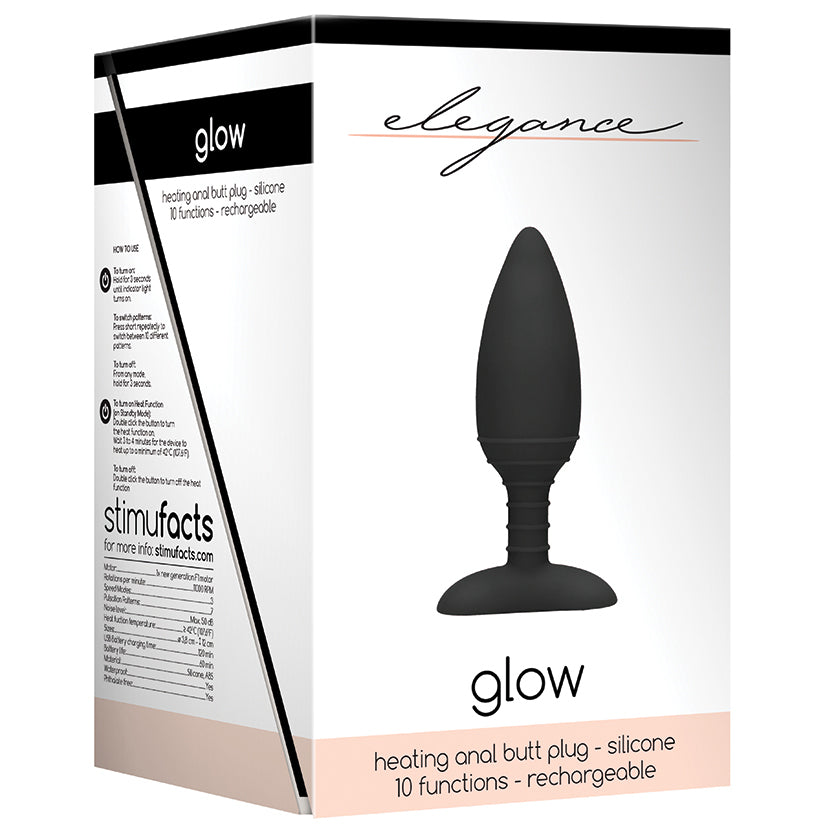 Elegance Glow Heating Anal Butt Plug-Black - UABDSM