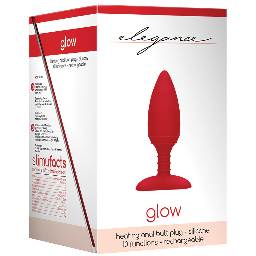 Elegance Glow Heating Anal Butt Plug-Red - UABDSM