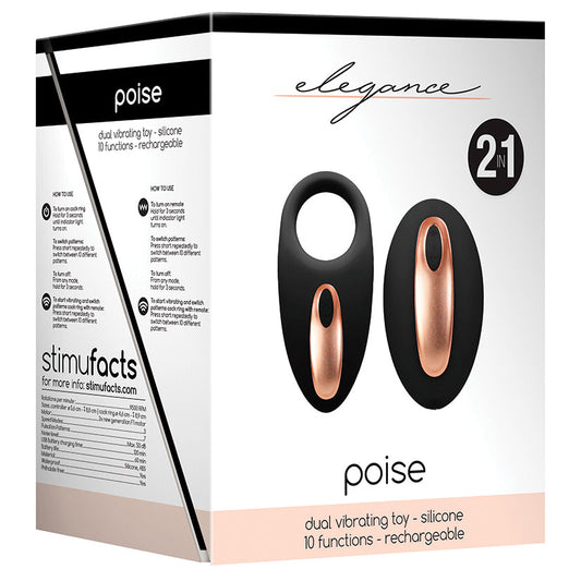 Elegance Poise Vibrating Cock Ring & Remote-Black Elegance Poise Vibrating Cock Ring & Remote-Black - UABDSM