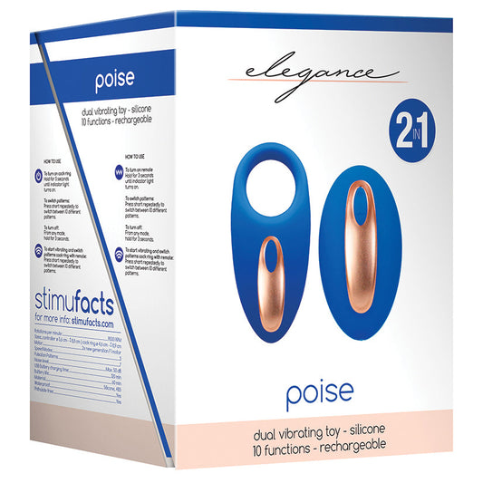 Elegance Poise Vibrating Cock Ring & Remote-Blue Elegance Poise Vibrating Cock Ring & Remote-Blue - UABDSM