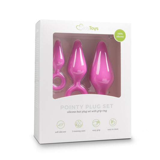 Pink Buttplugs With Pull Ring - Set - UABDSM
