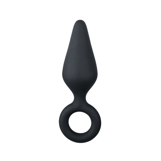 Black Buttplugs With Pull Ring - Small Black Buttplugs With Pull Ring - Small - UABDSM