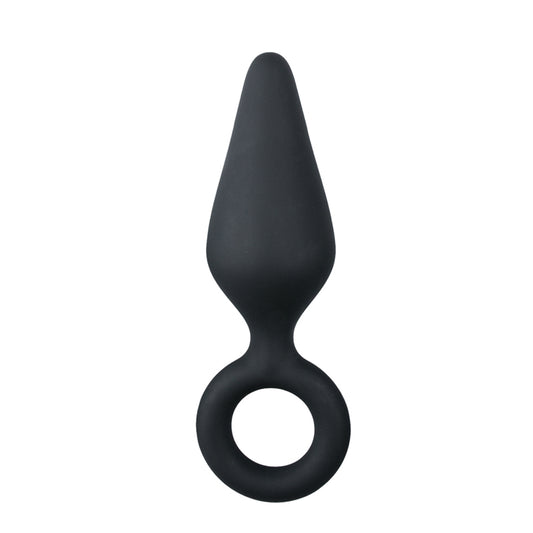 Black Buttplugs With Pull Ring - Medium Black Buttplugs With Pull Ring - Medium - UABDSM