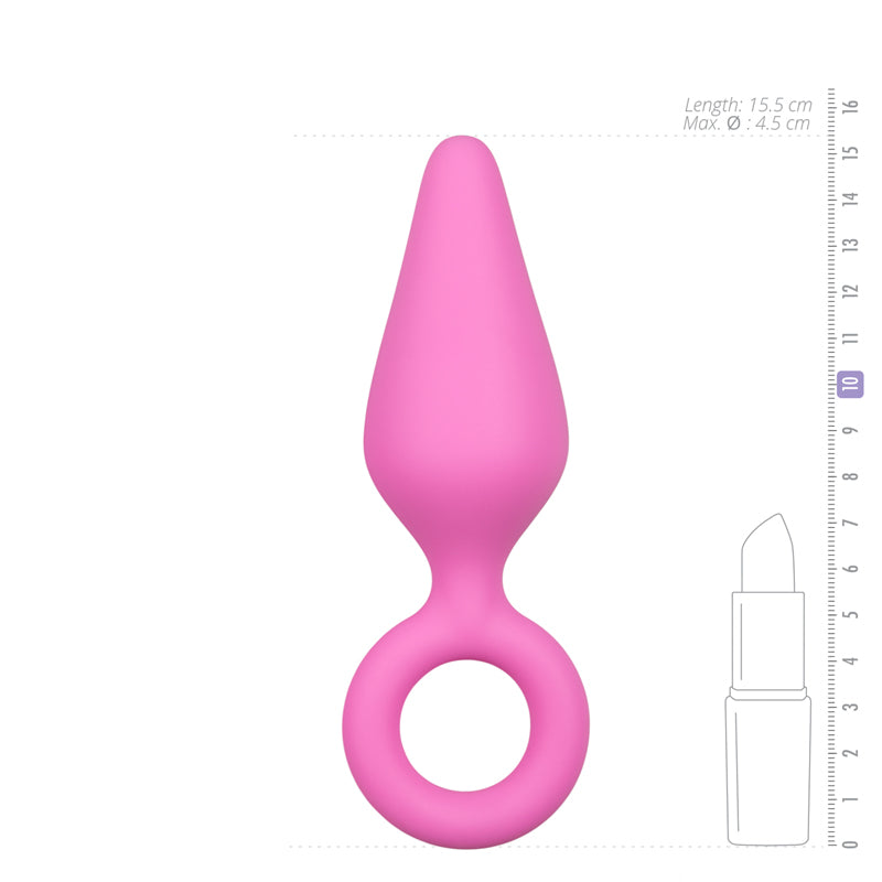 Pink Buttplugs With Pull Ring - Large - UABDSM