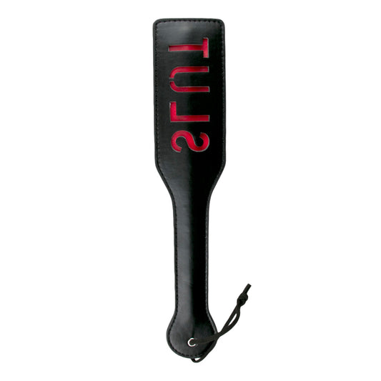 Black Leather Paddle - Slut Black Leather Paddle - Slut - UABDSM