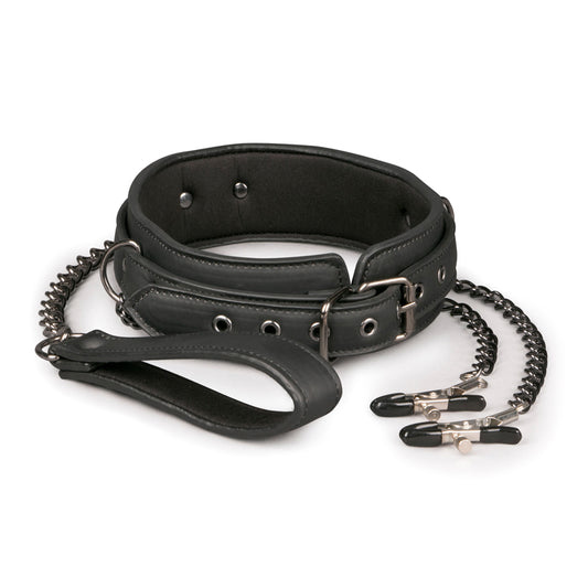 Leather Collar With Nipple Chains Leather Collar With Nipple Chains - UABDSM